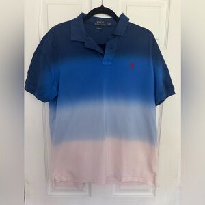 Ralph Lauren Blue and Pink Polo Shirt Modern Gradient Design